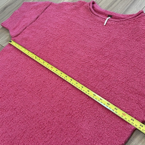 Free People Yorkie Tee Textured Oversized Short Sleeve Pink Sweater - Picture 6 of 8